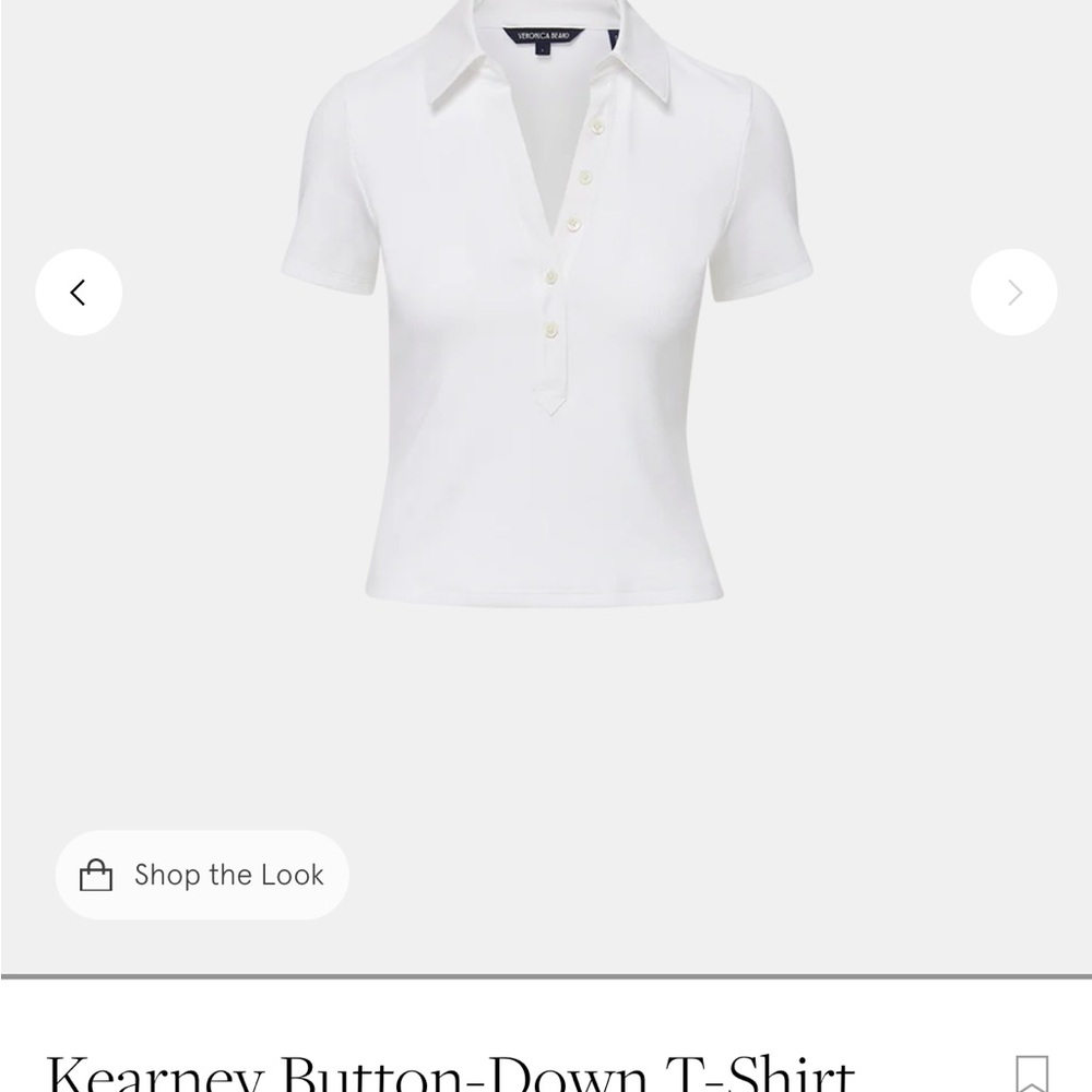 NWT Veronica Beard Kearney Button-Down T-Shirt in White - Picture 3 of 6